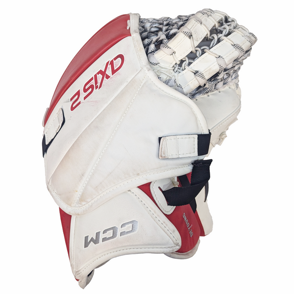 CCM Axis 2 - Used Pro Stock Goalie Glove (White/Red/Grey)