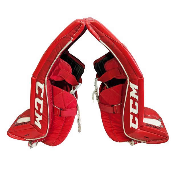 CCM Extreme Flex 4 - Used NCAA Pro Stock Senior Goalie Pads (Red/Black/White)