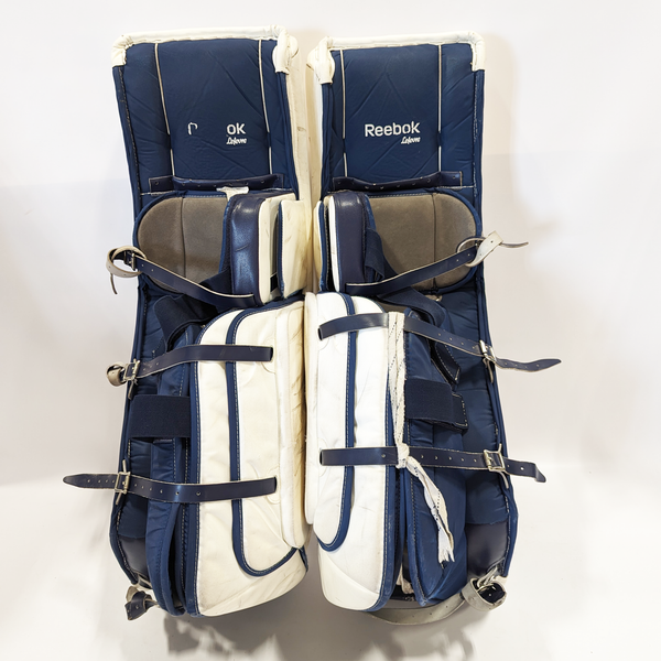 Reebok XLT- Used Pro Stock Goalie Pads (White/Gold)