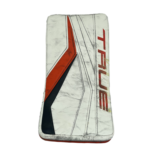 True L12.2 - Used Pro Stock Goalie Blocker (White/Orange)