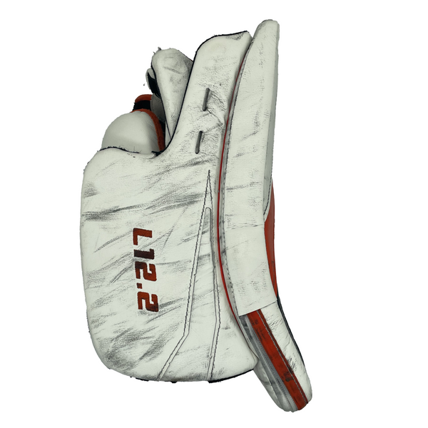 True L12.2 - Used Pro Stock Goalie Blocker (White/Orange)