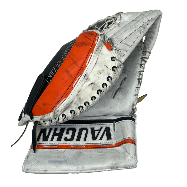 Vaughn V6 2000 Pro - Used Pro Stock Goalie Glove Full Right (White/Orange)