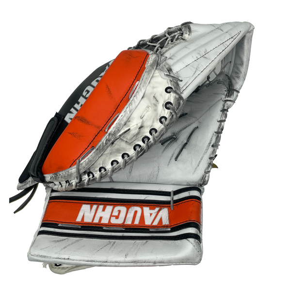 Vaughn V6 2000 Pro - Used Pro Stock Goalie Glove Full Right (White/Black/Orange)