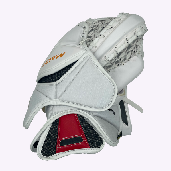 Bauer Supreme Mach - Pro Stock NHL Goalie Glove - Dan Vladar (White/Red/Yellow)