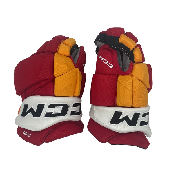 CCM HGJSPP - NHL Pro Stock Glove - Dillon Dube (Red/Yellow/White)