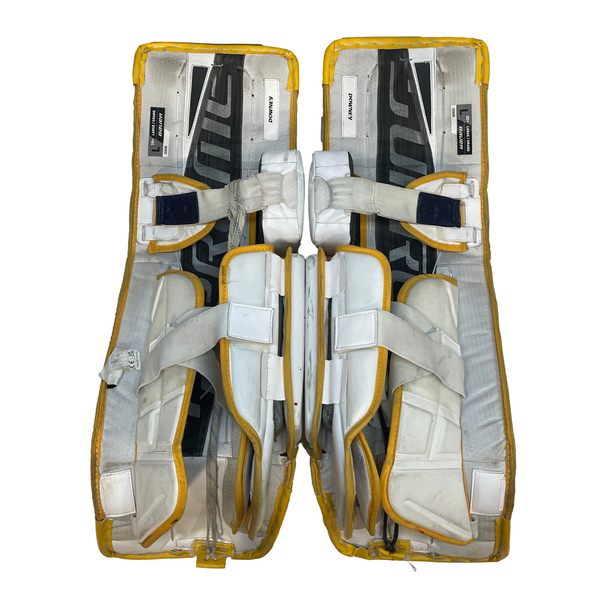 Bauer Supreme Mach - Used Pro Stock Goalie Pads (White/Navy/Yellow)