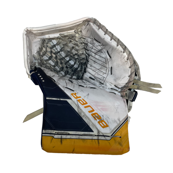 Bauer Supreme Mach - Used Pro Stock Goalie Pads (White/Navy/Yellow)