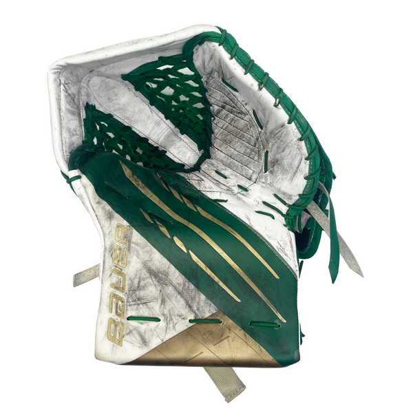 Bauer Vapor HyperLite - Used Pro Stock Goalie Glove (White/Green/Gold)