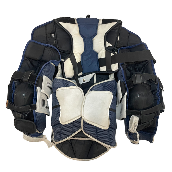 CCM Extreme Flex Shield II - Used Pro Stock Goalie Chest Protector (White/Navy)