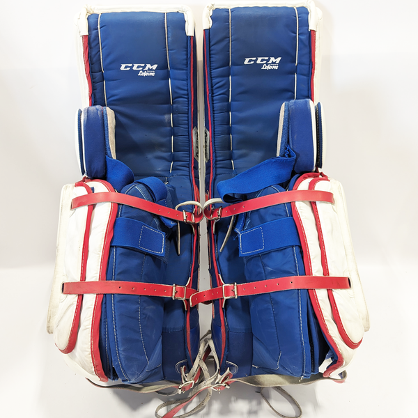 CCM Premier II - Used Pro Stock Goalie Pads (White/Red/Blue)