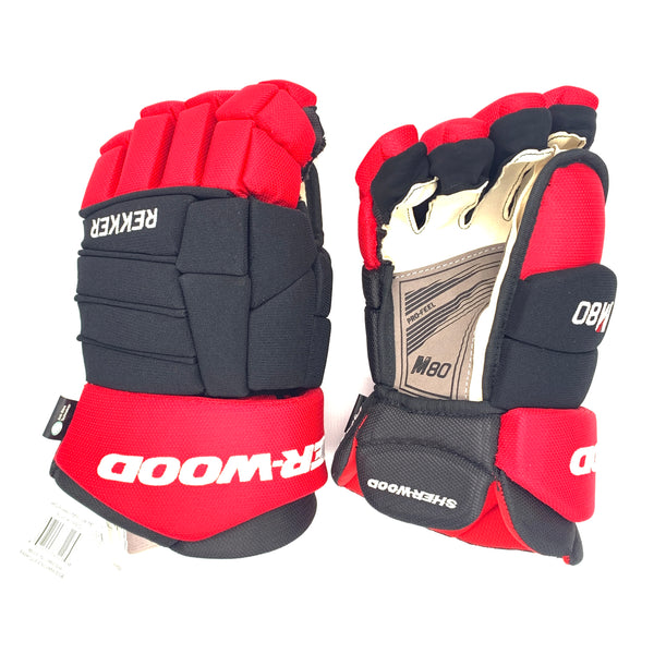 Sherwood Rekker M80 - Senior Hockey Glove (Black/Red)