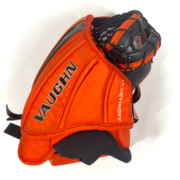 Vaughn Velocity V9 - Used Pro Stock Goalie Glove (Orange/Black/White)