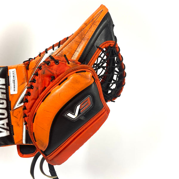 Vaughn Velocity V9 - Used Pro Stock Goalie Glove (Orange/Black/White)