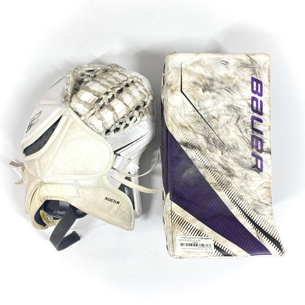 Bauer Supreme 2S Pro - Used Pro Stock Goalie Pads - Full Set (White/Purple/Black)