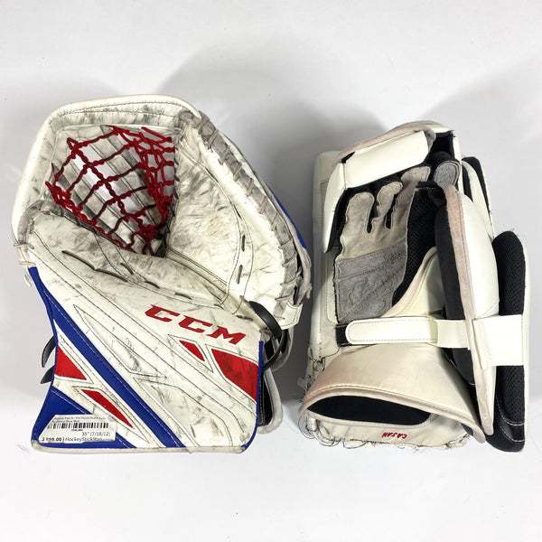 CCM Extreme Flex IV - Used Pro Stock Goalie Pads - Full Set (White/Blue/Red)