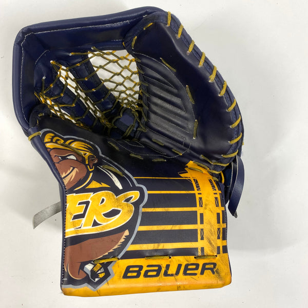 Bauer Supreme Ultrasonic - Used Pro Stock Goalie Glove - (Navy/Yellow)