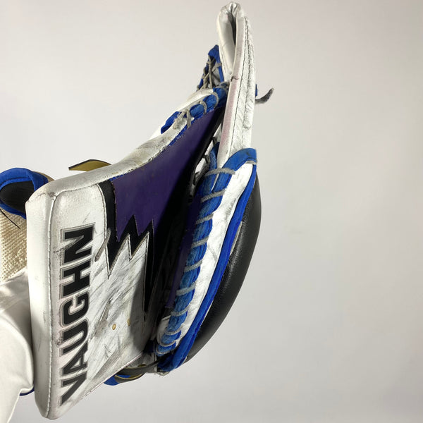 Vaughn Velocity V9 - Used Pro Stock Goalie Glove - (White/Purple/Blue)