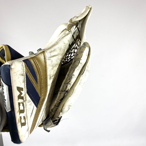 CCM Premier II - Used Pro Stock Goalie Glove (White/Gold/Navy)