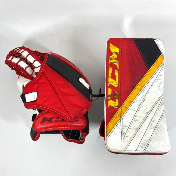 CCM Extreme Flex 5 - Used Pro Stock Senior Goalie Full Set - Full Right (White/Black/Red/Yellow)