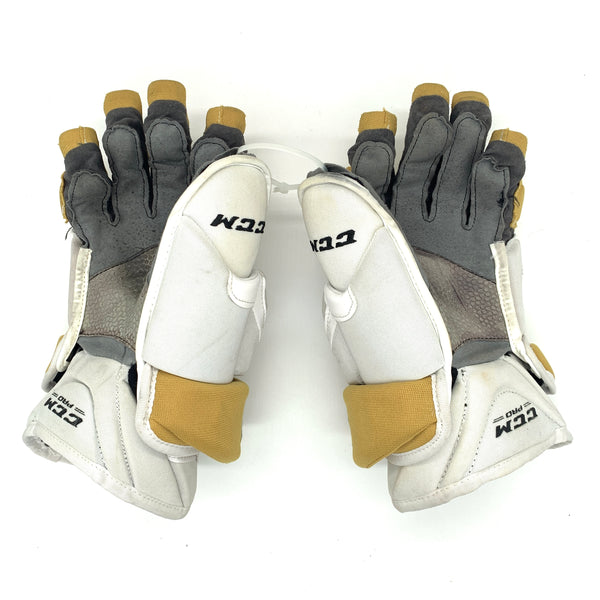 CCM HG12 - Used NHL Pro Stock Glove - Vegas Golden Knights - Brayden McNabb (White/Gold)