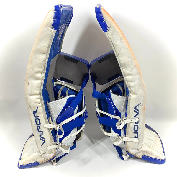 Bauer Vapor Hyperlite - Used Pro Stock Goalie Pads (White/Blue/Yellow)