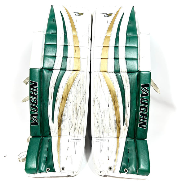 Vaughn Velocity V7 Pro XF Carbon - Pro Stock Goalie Pads - Full Set (White/Green/Gold)