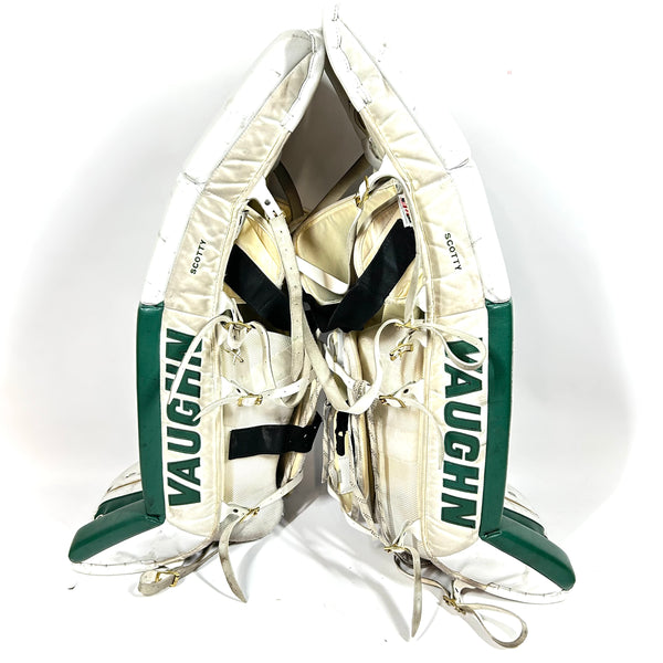 Vaughn Velocity V7 Pro XF Carbon - Pro Stock Goalie Pads - Full Set (White/Green/Gold)