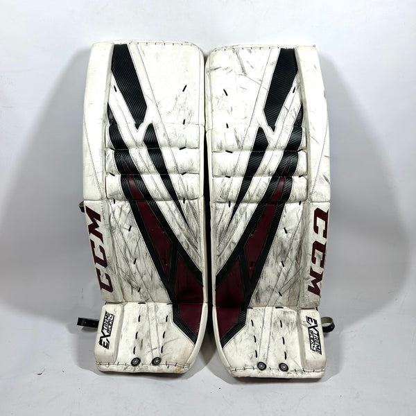 CCM Extreme Flex 4 - Used Pro Stock Senior Goalie Pads (White/Maroon)