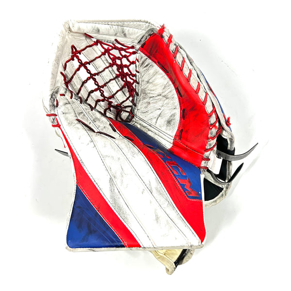 CCM Extreme Flex 5 - Used Pro Stock Goalie Glove - (Blue/Red/White)