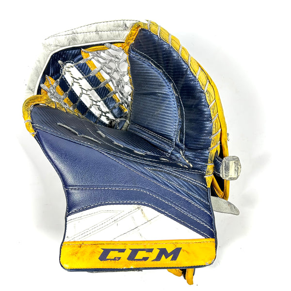 CCM Premier II - Used Pro Stock Goalie Glove (Navy/Yellow)