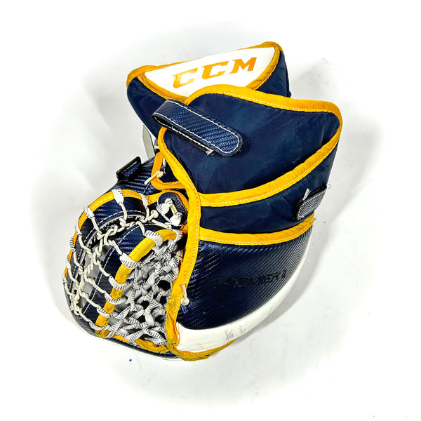 CCM Premier II - Used Pro Stock Goalie Glove (Navy/Yellow)