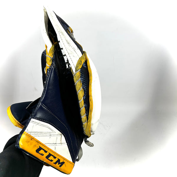 CCM Premier II - Used Pro Stock Goalie Glove (Navy/Yellow)