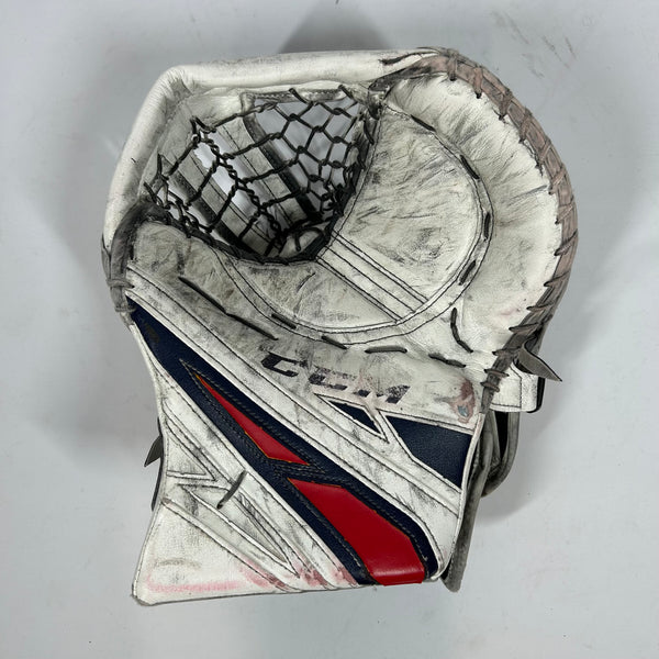 CCM Extreme Flex 4 - Used Pro Stock Goalie Glove (White/Navy/Red)