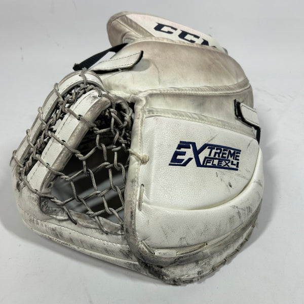 CCM Extreme Flex 4 - Used Pro Stock Goalie Glove (White/Navy/Red)