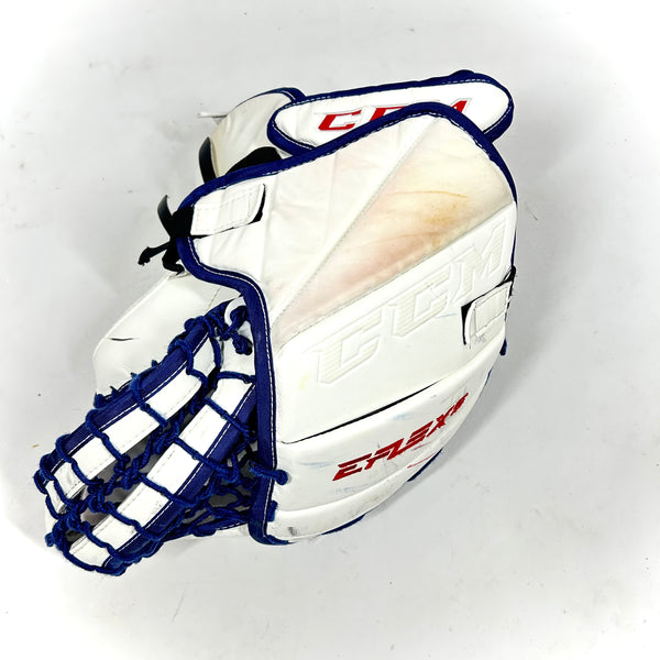 CCM Extreme Flex 5  - Used Pro Stock Goalie Glove (White/Blue/Red)