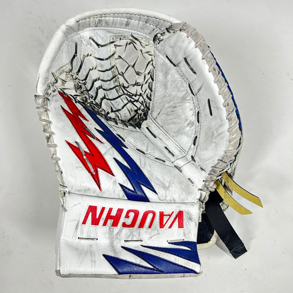 Vaughn Velocity V9 - Used Pro Stock Goalie Glove (White/Blue/Red)