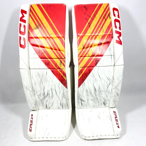 CCM Extreme Flex 6 - Used Pro Stock Goalie Pads (White/Red/Yellow)