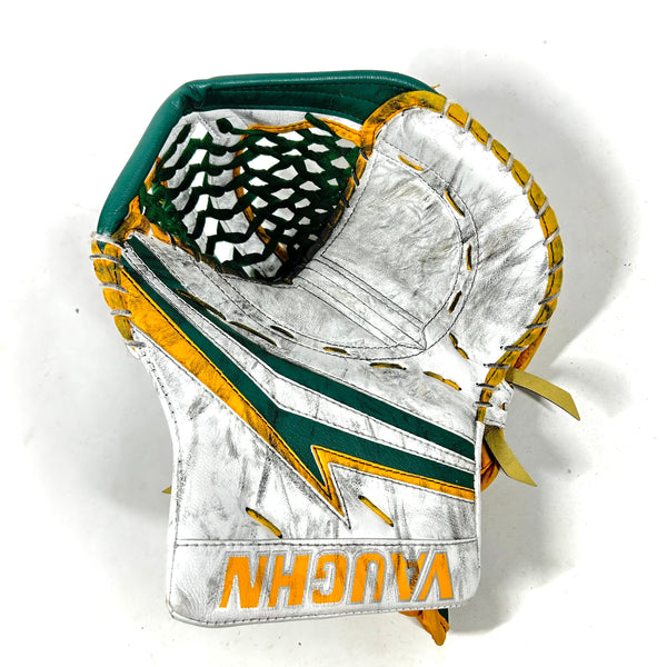 Vaughn Velocity V9 - Used Pro Stock Goalie Glove (White/Green/Yellow)