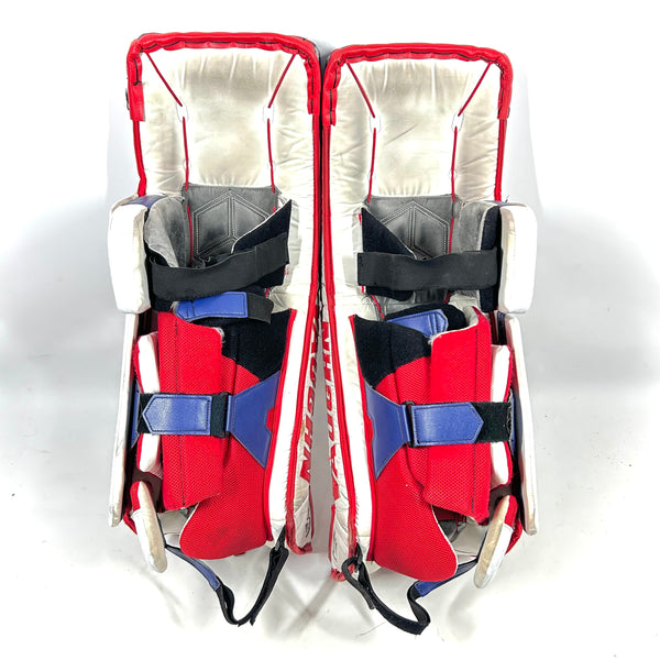 Vaughn Velocity V9 - Used OHL Pro Stock Senior Goalie Pads (White/Red/Blue)