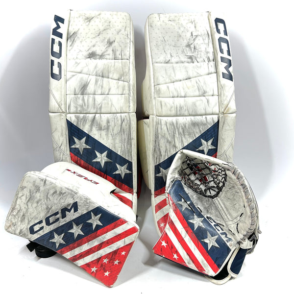 CCM Extreme Flex 6 - Used AHL Pro Stock Senior Goalie Full Set (White/Red/Blue)