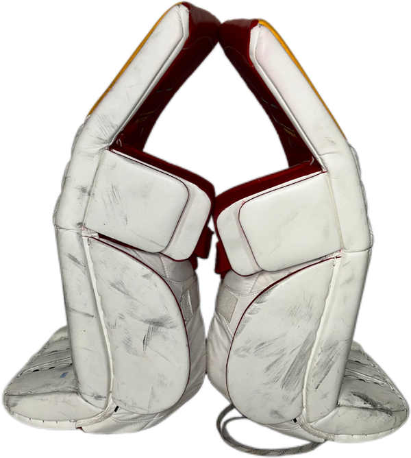 TRUE L12.2 - Used Pro Stock Goalie Pads (White/Red/Yellow)