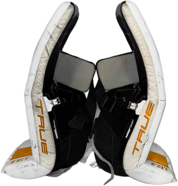 TRUE L12.2 - Used Pro Stock Goalie Pads (White/Yellow/Black)