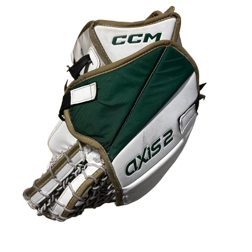 CCM Axis 2 - Used Pro Stock Goalie Glove (White/Green)