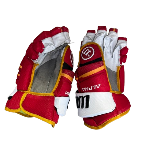 Warrior Alpha LX Pro - Used Pro Stock Hockey Glove (Red/Yellow/White)