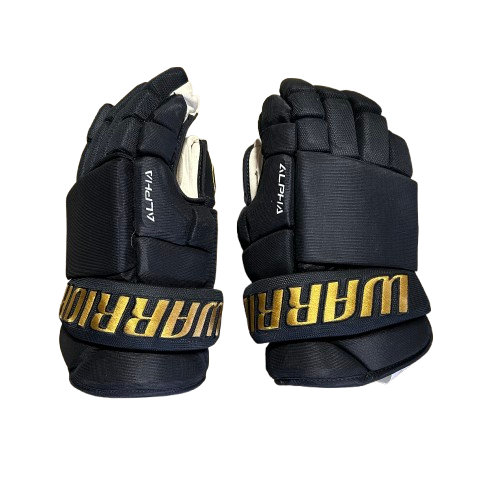 Warrior Alpha Pro - Used ECHL Pro Stock Hockey Glove (Black/Gold)