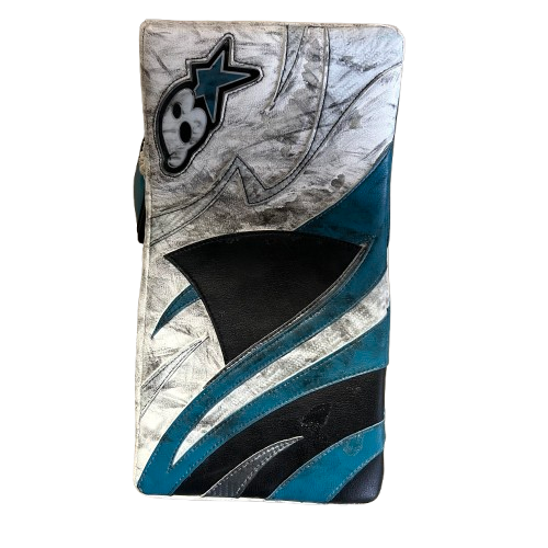 Brian's Gnetik V - Used NHL Pro Stock Goalie Blocker - Aaron Dell (White/Teal/Black)