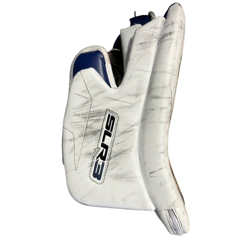 Vaughn Ventus SLR3 - Used Pro Stock Goalie Blocker (White/Blue/Red)