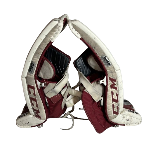 CCM Extreme Flex III - Used Pro Stock Goalie Pads (White/Maroon/Black)