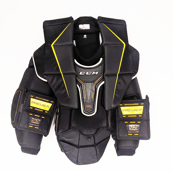 CCM Axis - Used Pro Stock Goalie Chest Protector with Premier Arms (Black/Yellow)