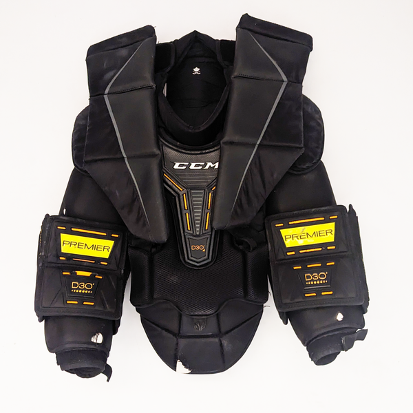 CCM Axis - Used Pro Stock Goalie Chest Protector with Premier Arms (Black/Yellow)